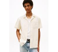 Kurzarmhemd TOMMY JEANS "TJM CORD REG CAMP SHIRT", Herren, Gr. L, N-Gr, beige (desert sand dune), Web, Obermaterial: 100% Baumwolle, unifarben, regular fit normal, Rundhals, eingesetzt abgesteppte Kan
