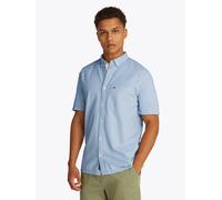 Kurzarmhemd TOMMY JEANS "TJM REG SEERSUCKER STP SS SHIRT", Damen, Gr. S, N-Gr, colorado blau stripes, Web, Obermaterial: 100% Baumwolle, gestreift, regular fit, Hemden Kurzarmhemd, fein gestreift (908