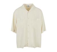 Kurzarmhemd URBAN CLASSICS "Urban Classics Herren Oversized Resort Shirt", Herren, Gr. S, US-Größen, beige (sandweiß), 100% Viskose, unifarben, Hemden (84175431-S) sandweiß