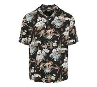 Kurzarmhemd URBAN CLASSICS "Urban Classics Herren Viscose AOP Resort Shirt", Herren, Gr. M, US-Größen, bunt (schwarztropical), 100% Viskose, normal, Hemden (73999068-M) schwarztropical