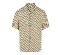 Urban Classics Herren Hemd Viscose AOP Resort Shirt, lässiges Hemd für Männer, mit floralem Print, khakicheck, XXL