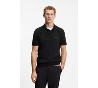 Kurzarmpullover BOSS GREEN "Momentum Lite PS", Herren, Gr. M, schwarz (schwarz001), Strick, Obermaterial: 60% Baumwolle, 40% Polyester, unifarben, regular fit normal, Rundhals, Bündchen, Pullover, Pol