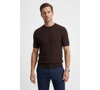 Kurzarmpullover BOSS "Nilton", Herren, Gr. L, schwarz braun207, Strick, Obermaterial: 100% Baumwolle, unifarben, regular fit normal, Rundhals, Rippstrickbündchen, Pullover, Premium Menswear Business-C