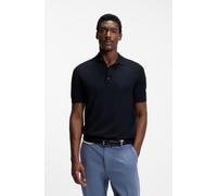 Kurzarmpullover BOSS "Nolano", Herren, Gr. 3XL, schwarz (dunkelblau404), Strick, Obermaterial: 100% Schurwolle, unifarben, regular fit hüftbedeckend, Rippbündchen, Pullover, aus Schurwolle, Polokragen