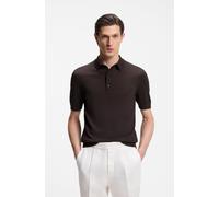 Kurzarmpullover BOSS "Nolano", Herren, Gr. XL, braun (schwarz braun207), Strick, Obermaterial: 100% Schurwolle, unifarben, regular fit hüftbedeckend, Rippbündchen, Pullover, aus Schurwolle, Polokragen