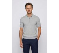 Kurzarmpullover BOSS "Nolano", Herren, Gr. XL, open grau072, Strick, Obermaterial: 100% Schurwolle, unifarben, regular fit hüftbedeckend, Rippbündchen, Pullover, aus Schurwolle, Polokragen (28932840-X