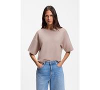 Kurzarmpullover BOSS ORANGE "Fouetta Premium Damenmode", Damen, Gr. M, open pink 698, Strick, Obermaterial: 70% Baumwolle, 30% Schurwolle, unifarben, relaxed fit hüftbedeckend, Rundhals, Rollkante, Pu