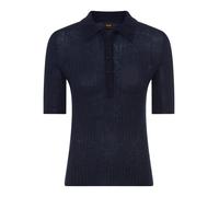 Kurzarmpullover BOSS ORANGE "Fugano Premium Damenmode", Damen, Gr. XL, dunkelblau 408, Strick, Obermaterial: 56% Schurwolle, 44% Polyamid, unifarben, slim fit hüftbedeckend, Rundhals, gerader Abschlus