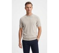 Kurzarmpullover BOSS ORANGE "Kanacho", Herren, Gr. L, beige (open grau070), Strick, Obermaterial: 95% Baumwolle, 5% Kaschmir, unifarben, normal, Rundhals, Rippbündchen, Pullover, mit Kaschmir-Anteil, 