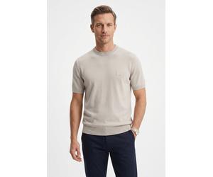 Kurzarmpullover BOSS ORANGE "Kanacho", Herren, Gr. L, beige (open grau070), Strick, Obermaterial: 95% Baumwolle, 5% Kaschmir, unifarben, normal, Rundhals, Rippbündchen, Pullover, mit Kaschmir-Anteil, 