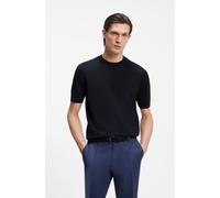 BOSS Black T-Shirt Herren Slim Fit,Regular Fit Kurzarm Rundhals Merinowolle blau, M