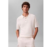 Kurzarmpullover CALVIN KLEIN, Herren, Gr. XXL, tofu, Strick, Obermaterial: 100% Baumwolle, unifarben, regular fit normal, Rundhals, Bündchen, Pullover, Strukturstrick, reine Baumwolle, Regular Fit (37