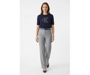 Kurzarmpullover CALVIN KLEIN JEANS, Damen, Gr. XS (36), evening blau, Web, Obermaterial: 100% Baumwolle, unifarben, regular fit normal, Rundhals, eingesetzt Rippbündchen, Pullover, Regular fit, mit Lo