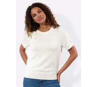 Kurzarmpullover CASUAL LOOKS "Kurzarm-Pullover", Damen, Gr. 36, weiß (ecru), 100% Baumwolle, unifarben, Pullover (68736800-36) ecru