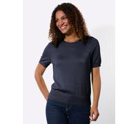 Kurzarmpullover CASUAL LOOKS "Kurzarm-Pullover", Damen, Gr. 40, marine, 100% Baumwolle, unifarben, Pullover (47945048-40) marine