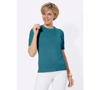 Kurzarmpullover CASUAL LOOKS "Pullover", Damen, Gr. 36, blau (petrol), 50% Baumwolle, 50% Polyacryl, unifarben, Pullover (40514724-36) petrol