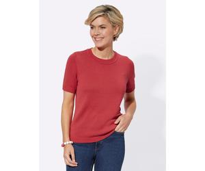 Kurzarmpullover CASUAL LOOKS "Pullover", Damen, Gr. 44, rot (korallenrot), 50% Baumwolle, 50% Polyacryl, unifarben, Pullover (95058807-44) korallenrot