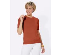 Kurzarmpullover CASUAL LOOKS "Pullover", Damen, Gr. 50, rot (rostrot), 50% Baumwolle, 50% Polyacryl, unifarben, Pullover (15600217-50) rostrot
