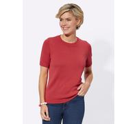 Kurzarmpullover CASUAL LOOKS "Pullover", Damen, Gr. 52, rot (korallenrot), 50% Baumwolle, 50% Polyacryl, unifarben, Pullover (95058807-52) korallenrot