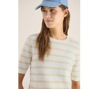 Kurzarmpullover CECIL, Damen, Gr. L (42), pearl beige, Web, 100% Baumwolle, gestreift, comfort fit normal, Rundhals, Rippbündchen, Pullover, aus reiner Baumwolle (40077257-L) pearl beige