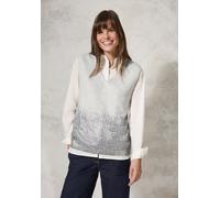 Kurzarmpullover CECIL, Damen, Gr. L (42), weiß (soft silber melange), Web, 35% Baumwolle, 32% Polyacryl, 29% Polyester, 4% Elasthan, bedruckt, normal normal, V-Ausschnitt, Bündchen, Pullover, mit V-Au