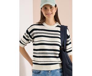 Kurzarmpullover CECIL, Damen, Gr. XL (44), palm breeze grün, Web, 75% Baumwolle, 25% Polyester, gestreift, comfort fit normal, Rundhals, Rippbündchen, Pullover, im Streifendesign (29090901-XL) palm br