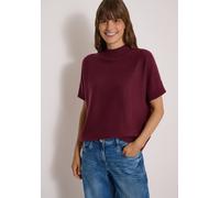 Kurzarmpullover CECIL, Damen, Gr. XXL (46), rot (rot wine), Web, 37% Baumwolle, 34% Polyacryl, 26% Polyester, 3% Elasthan, meliert, comfort fit normal, hoch geschlossener Ausschnitt, Bündchen, Pullove