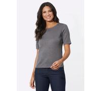Kurzarmpullover CLASSIC BASICS "Kurzarm-Pullover", Damen, Gr. 52, grau (grau, meliert), 40% Viskose, 30% Polyamid, 25% Polyester, 5% Kaschmir, meliert, Pullover (12535239-52) grau, meliert