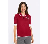 Kurzarmpullover CLASSIC BASICS "Polopullover", Damen, Gr. 40, rot (weiß, marine), 100% Polyacryl, gemustert, mehrfarbig, Pullover (39975357-40) weiß, marine