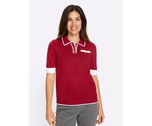 Kurzarmpullover CLASSIC BASICS "Polopullover", Damen, Gr. 42, rot (weiß, marine), 100% Polyacryl, gemustert, mehrfarbig, Pullover (39975357-42) weiß, marine