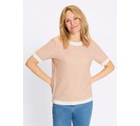 Kurzarmpullover CLASSIC BASICS "Pullover", Damen, Gr. 56, beige (beige, ecru, gemustert), 100% Baumwolle, gemustert, mehrfarbig, Pullover (19308144-56) beige, ecru, gemustert