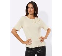 Kurzarmpullover CREATION L "Lyocell-Viskose-Pullover", Damen, Gr. 36, champagner, 42% Viskose, 30% Lyocell, 28% Polyester, unifarben, Pullover (51717505-36) champagner