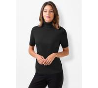 Kurzarmpullover CREATION L "Pullover", Damen, Gr. 42, schwarz, 50% Baumwolle, 50% Polyacryl, unifarben, Pullover (11202606-42) schwarz