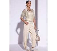 Kurzarmpullover CREATION L "Pullover", Damen, Gr. 44, ecru, sand, gemustert, 37% Viskose, 33% Polyester, 25% Lyocell, 5% metallisierte Fasern, gemustert, gestreift, Pullover (79507937-44) ecru, sand, 