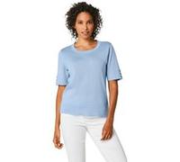 Strickpullover CREATION L PREMIUM "Baumwoll-Pullover", Damen, Gr. 48, blau (eisblau), 96% Baumwolle, 3% Polyamid, 1% Polyester, unifarben, Pullover Strickpullover (63657355-48) eisblau