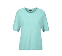 Kurzarmpullover GOLDNER "Halbarmpullover mit Rundhals aus Kaschmir", Damen, Gr. 46, blau (aqua), Obermaterial: 100% Kaschmir WS., Rippe, Pullover, Aufwendig in Form gestrickt (46276842-46) aqua