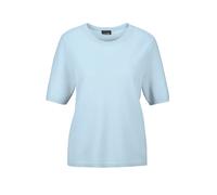 Kurzarmpullover GOLDNER "Halbarmpullover mit Rundhals aus Kaschmir", Damen, Gr. 46, blau (hellblau), Obermaterial: 100% Kaschmir WS., Rippe, Pullover, Aufwendig in Form gestrickt (14571913-46) hellbla