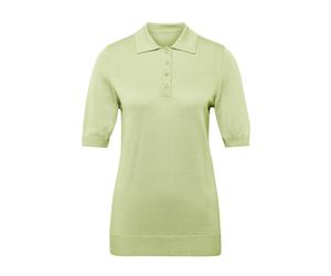 Kurzarmpullover GOLDNER "Kurzarm Strickpullover mit adrettem Kragen", Damen, Gr. 44, grün (birke), Obermaterial: 50% Baumwolle CO. 50% Polyacryl PAN., normal, Sonstiges, Pullover, Ohne (68642704-44) b