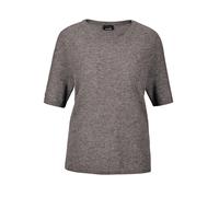 Kurzarmpullover GOLDNER "Kurzgröße Feinstrickpullover mit Rundhals", Damen, Gr. 24, grau (grau, melange), Obermaterial: 100% Kaschmir WS., eng Rippe, Pullover, Aufwendig in Form gestrickt (53135152-24