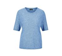 Kurzarmpullover GOLDNER "Kurzgröße Feinstrickpullover mit Rundhals", Damen, Gr. 25, blau (himmelblau), Obermaterial: 100% Kaschmir WS., eng Rippe, Pullover, Aufwendig in Form gestrickt (61622302-25) h