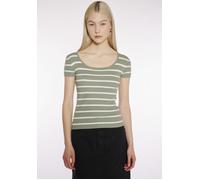 Kurzarmpullover HAILY’S "SS V SK Ky44ra", Damen, Gr. XL (42), grün (iceberg grün, sanftes weiß stripe), Strick, Obermaterial: 65% Viskose, 35% Polyamid, gestreift, Rundhals, Pullover Kurzarmpullover (