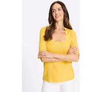 Kurzarmpullover HEINE "Pullover", Damen, Gr. 38, sonnengelb, 70% Viskose, 30% Polyamid, unifarben, Pullover (42397014-38) sonnengelb