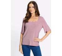 Kurzarmpullover HEINE "Pullover", Damen, Gr. 40, rosa (rosé), 70% Viskose, 30% Polyamid, unifarben, Pullover (24655142-40) rosé