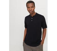 Kurzarmpullover JACK & JONES "JJEEMIL KNIT RELAXED POLO SS SN", Herren, Gr. L, schwarz, Strick, Obermaterial: 60% Baumwolle, 20% Nylon, 20% Viskose, unifarben, regular fit taillenbedeckt, ohne Ausschn