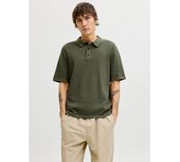 Kurzarmpullover JACK & JONES "JJEGEORGE KNIT POLO SS SN", Herren, Gr. S, dusty olive, Strick, Obermaterial: 85% Baumwolle, 15% Polyester, unifarben, relaxed fit taillenbedeckt, ohne Ausschnitt, Bündch