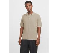 Kurzarmpullover JACK & JONES "JJEGEORGE KNIT POLO SS SN", Herren, Gr. XS, weiß (coriander detail:with cloud dancer), Strick, Obermaterial: 85% Baumwolle, 15% Polyester, unifarben, relaxed fit taillenb