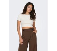 Kurzarmpullover JDY "JDYCIRKELINE S/S CROP TOP KNT NOOS", Damen, Gr. XS, weiß (cloud dancer), Strick, Obermaterial: 80% Viskose, 20% Nylon, unifarben, Rundhals, Pullover (39864628-XS) cloud dancer