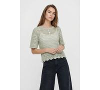 Kurzarmpullover JDY "JDYSUN LAY 2/4 PULLOVER KNT NOOS", Damen, Gr. XS, desert sage, Strick, Obermaterial: 100% Polyacryl, unifarben, hüftlang, Rundhals, Pullover, Strukturstrick (88478541-XS) desert s