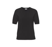 Kurzarmpullover LASCANA, Damen, Gr. 44/46, schwarz, Feinstrick, Obermaterial: 70% Viskose, 30% Polyamid, unifarben, Basic, figurumspielend hüftlang, Rundhals, Pullover Kurzarmpullover, in Feinstrick-Q