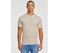 Kurzarmpullover LINDBERGH, Herren, Gr. M, stone, Strick, Obermaterial: 70% Viskose, 30% Polyamid, unifarben, gerade hüftbedeckend, Rundhals, Bündchen, Pullover, mit Struktur-Muster (28809116-M) stone
